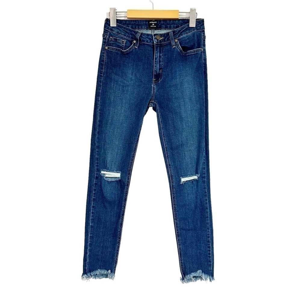 Just Black Distressed Skinny Medium Wash Denim Size 28